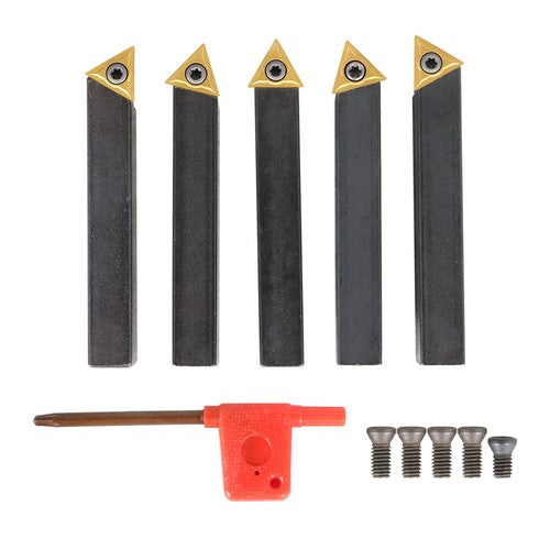 5-piece 1/2 " New lathe indexable carbide insert + turning tool bit holder kit