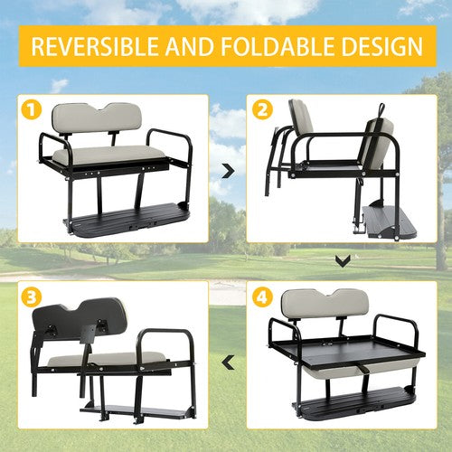 Folding Steel Frame Flip Rear Back Seat for EZGO Marathon Pre 1994 Golf Cart