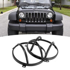Black Headlight Headlamp Guard Round Cover Kit for 2007-2018 for Jeep Wrangler JK