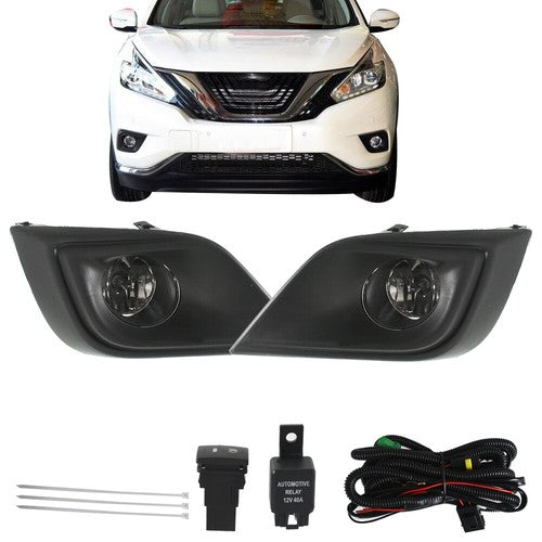 Right+Left Clear Lens Fog Lights Assembly w/Halogen Bulbs For 15- Nissan Murano