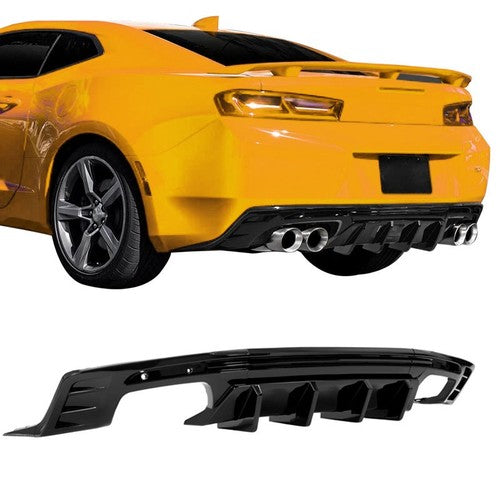 Rear Bumper Diffuser Lip Spoiler Glossy Black For 2016-24 Chevy Chevrolet Camaro