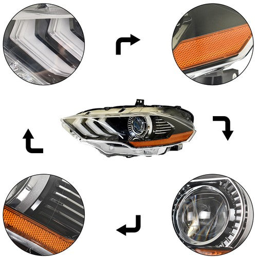 For Ford Mustang 2018-2020 LED DRL Headlights Clear Lamp Front Driver Left Side