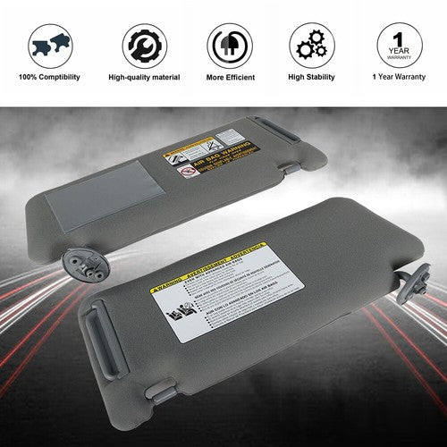 LH + RH Sun Visors Gray 74320-35C10-B0 Fit For Toyota Tacoma 2005-2015 2PCS New