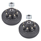 2 Pack 12"x2" Trailer Brake Hub Drum Kit 8 on 6.5" Bolt Pattern for 7000lbs Axle