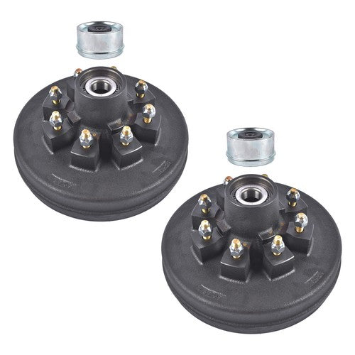 2 Pack 12"x2" Trailer Brake Hub Drum Kit 8 on 6.5" Bolt Pattern for 7000lbs Axle