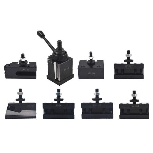 BXA 250-222 New Wedge Type Tool Post For Lathe 10 - 15" With 7PC Tool Holders