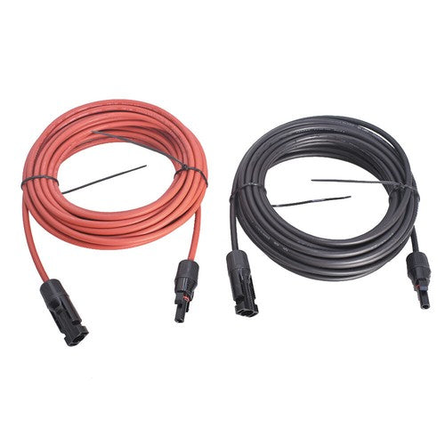 Solar Panel Extension Cable Wire Connector 1 Pair 30ft Black + Red 12AWG New