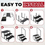 3 Step Anti-Slip 660lbs Stair With Handrail for RV Camper Hot Tub Portable