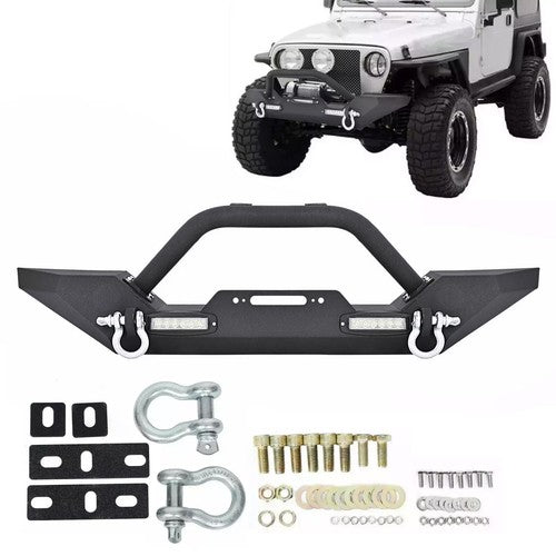 Front Bumper With Winch Plate D Rings Rock Crawler for Jeep Wrangler 87-06 TJ YJ