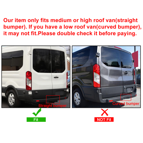 Rear Bumper Cover Top Pad With Reflectors for 15-22 Ford Transit 150 250 350