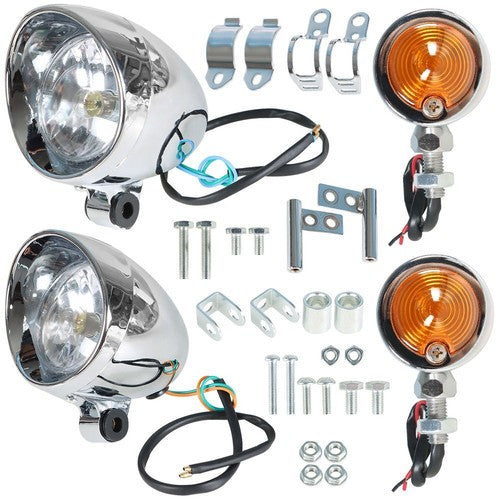 For Motorcycle Chrome Passing Driving Spot Fog Lamp Turn Signal Light
