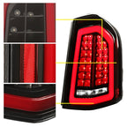 Full LED Taillights with LED Reverse Signal Black for 2011 2014 Chrysler 300