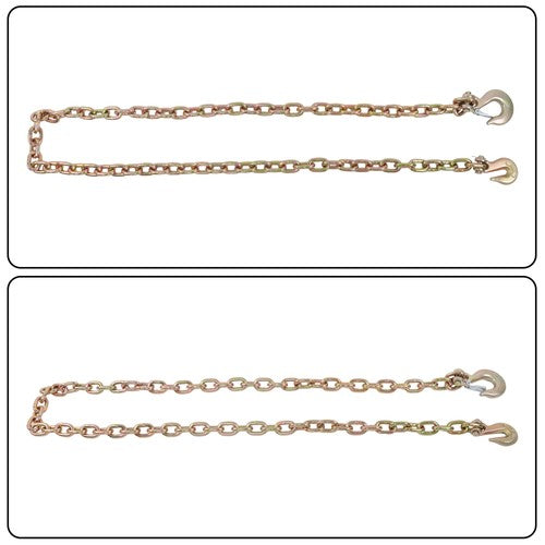 W/Hooks G70 3/8in × 8FT Trailer&Truck Transport Bundle Chain Steel Gold 6600lbs
