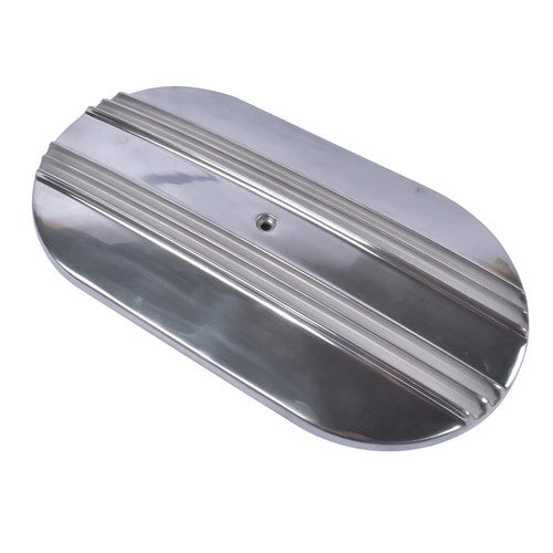 15" Oval Half Finned Polished Aluminum Air Cleaner Filter For Chevy SBC BBC 400