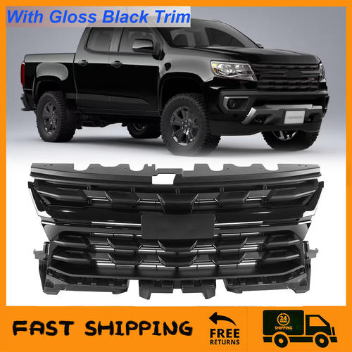 84922758 Front Upper Grille Gloss Black Trim for Chevy Colorado 2021-2022