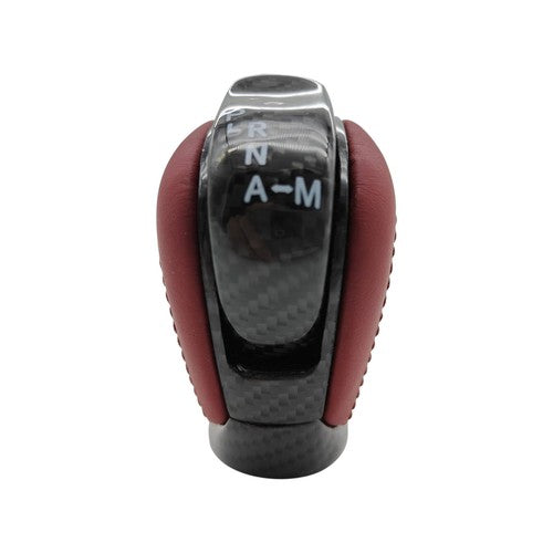 3491080B0A Shift Knob for Nissan GTR R35 Red Leather Carbon Fiber 2009-2021