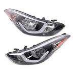 Headlights Assembly Left Right Pair w/ Bulbs for Hyundai Elantra 2014 2015 2016