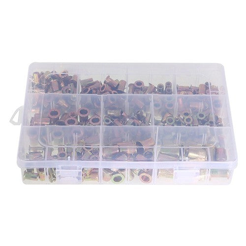 Zinc Steel Rivet Nut Kit 300 Pack Rivnut Nutsert Assort 150pcs Metric+150pcs SAE