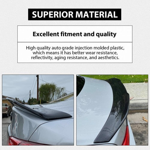 Rear Trunk Spoiler For 2014 2024 Infiniti Q50 Carbon Fiber Painted PSM Style