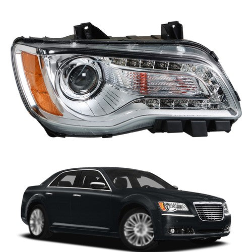 Fit For Chrysler 300 2011-2014 Halogen Passenger Side Headlight Chrome Clear