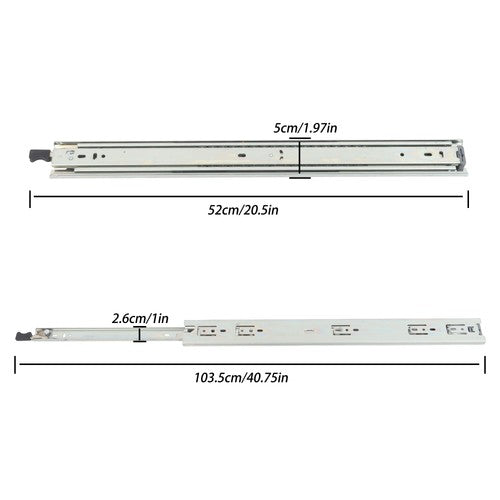 1 Pair of 20In Locking Drawer Slides Full Extension & Lock 150 lb Load Capacity