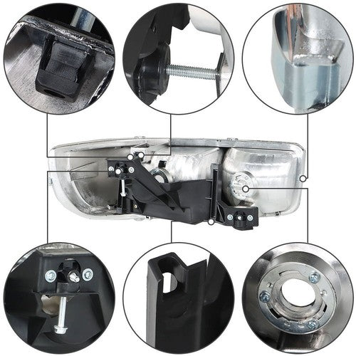 Fit For GMC Sierra 1500 1999-2007 LH+RH Headlight Replacement Halogen Chrome