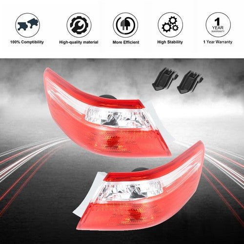 Pair Tail Lights Fit For Toyota Camry 2007-2009 Outer Lamps L+R Halogen Red Rear