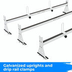 Cargo Van Roof Ladder Rack For Chevy Express 2500 3500 96 Up Steel White 3 Bar