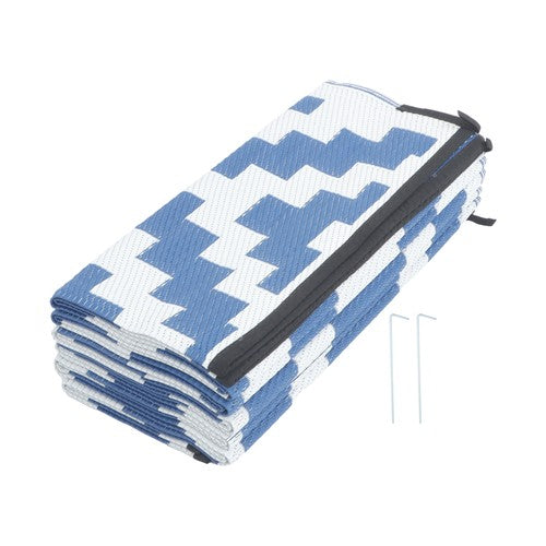 9x12ft Waterproof Outdoor Rug Outdoor Plastic Straw Rug Carpet Blue & White