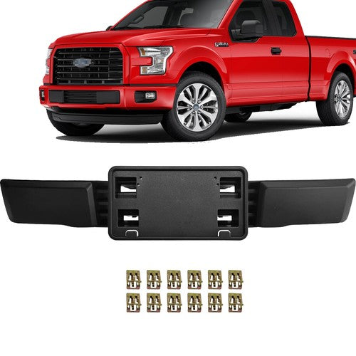 Front Bumper Trim & License Plate for Ford F-150 F150 2015 2016 2017 Black