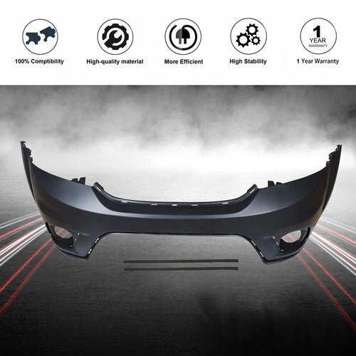 Front Bumper Cover Fit For 2011-2018 Dodge Journey with Fog Lamp Holes Black