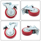 4 Pack 6' x 2' Heavy Duty Caster Wheel Swivel Plate PU With Brake Wheels