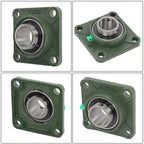 2 × UCP209-28 Pillow Block Flange Bearing 1-3/4" Bore 4 Bolt Solid Base