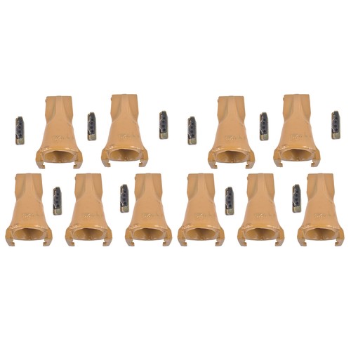 10 Pk Bucket Teeth with Flex Pins Yellow V23SYL V23PN for Drill Press Excavator