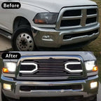 Chrome Grille Replacement Shell and Lights for 2010 2018 Dodge Ram 2500 3500 Big Horn