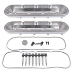 GM LS Cast Aluminum Tall Silver Pair Valve Covers w/ Coil Mounts For LS1 LS2 LS3