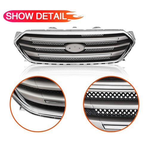 Front Bumper Lip Upper Grille Assembly Chrome Grill 2013-2019 for Ford Taurus