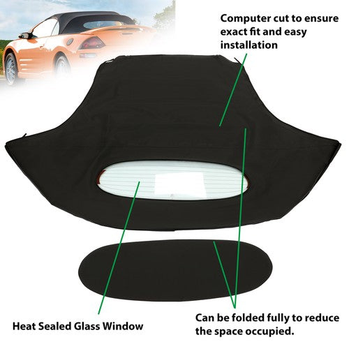 For Mitsubishi Eclipse 2000-05 Convertible Soft Top & Heated Glass window Black