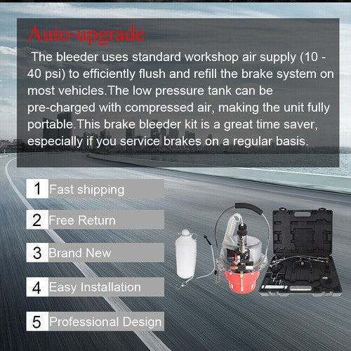 Portable Pneumatic Air Pressure Brake Kit and Clutch Bleeder Valve System Kit
