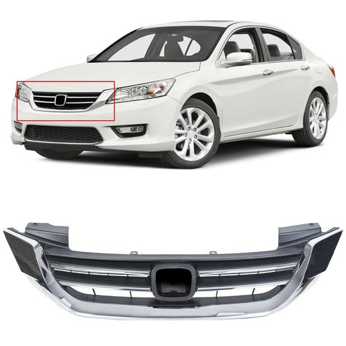 Chrome Front Upper Bumper Radiator Grille for Honda Accord Sedan 2013-2014-2015