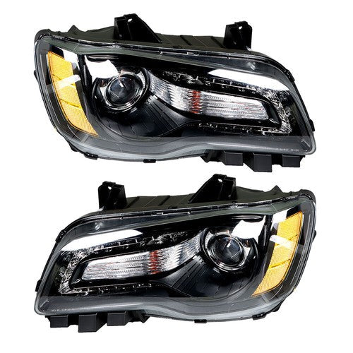 Headlight Black Pair Projector For Chrysler 300 11-14 Passenger + Driver Side