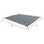 Outdoor Waterproof 9x12FT Black Gray Carpet Plastic Straw Rug For Camping Deck
