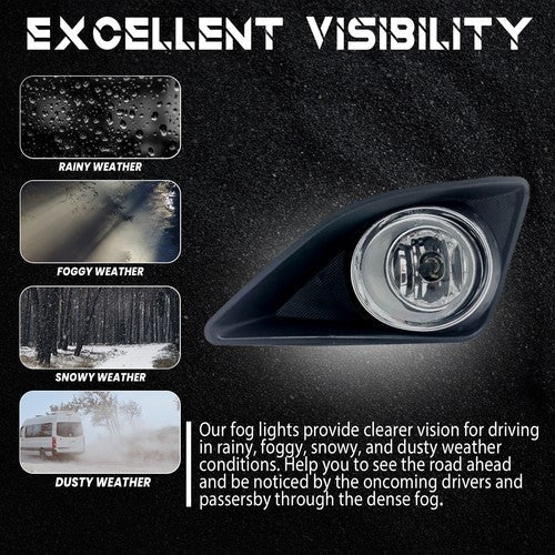 Chrome Fog Lights Pair w/wiring for 2009-2010 for Toyota Corolla LE CE XLE XRS