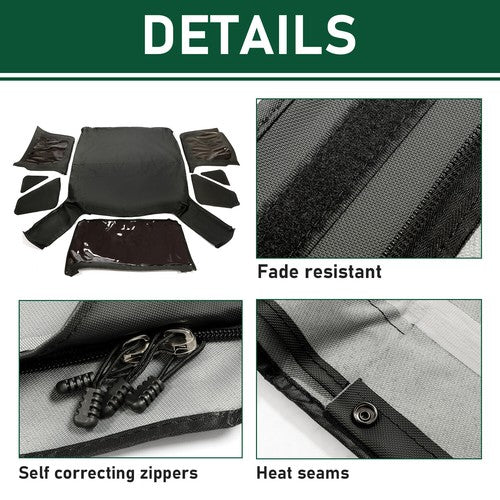 4 For Jeep Wrangler TJ Soft top Replacement, 97-06,w/Tinted Windows, Black Vinyl