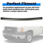Black Front Hood Molding Trim for 07-13 GMC Sierra 1500 2500HD 3500 HD