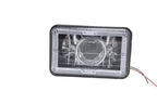 4PCS 4X6" Red LED Halo Headlight Projector Headlamp Sealed Beam H4 Diamond Cut
