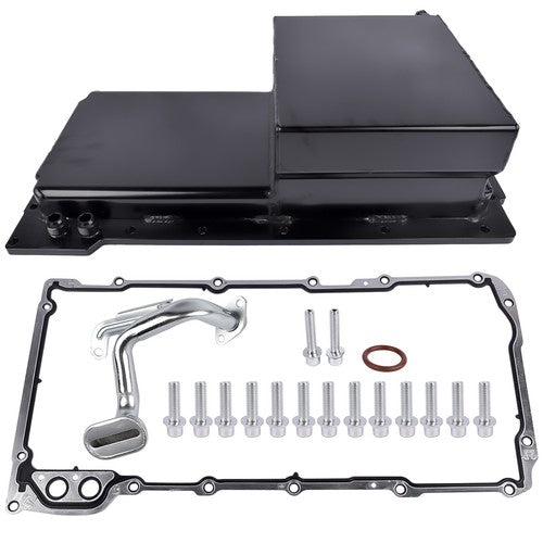 New Black Front Sump Oil Pan Kit Aluminum for GM LS LS1 LS2 LS3 LS6 Engine 81004