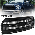 Front Upper Grille for Ford F-150 Platinum 2015-2017 Camera Hole Matte Black