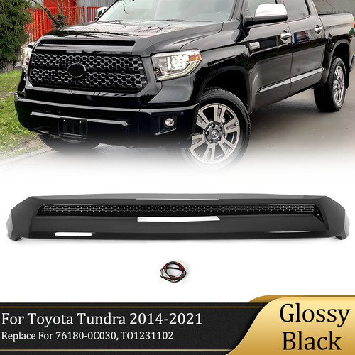 Gloss Black Front Upper Hood Bulge Molding Grille Trim for Toyota Tundra 14-21