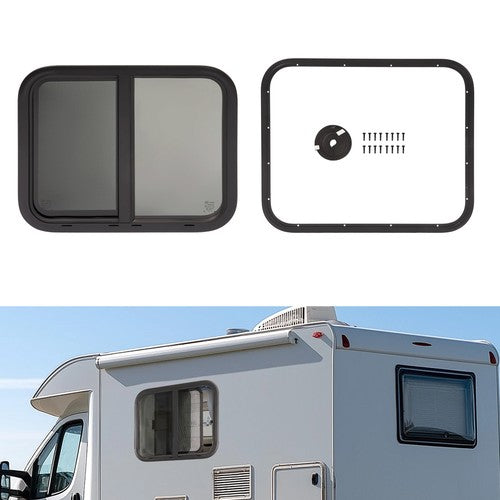 24" W X 20" H Horizontal Slide RV Exit Window W/Trim Ring For RV Cargo Trailer